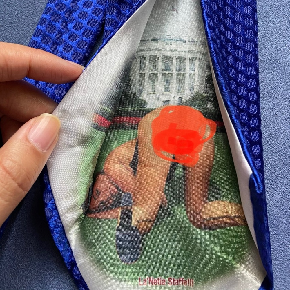 Gag Naughty Tie with fully nude model. Funny gift.